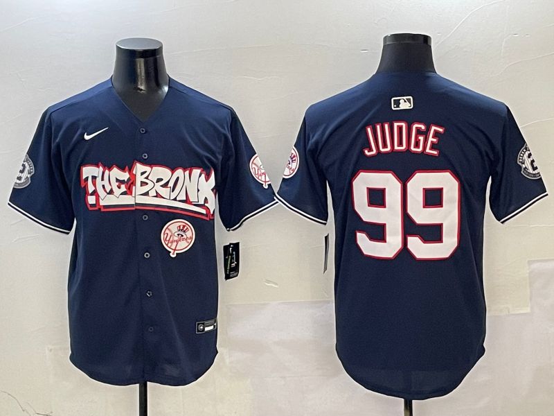 Men New York Yankees 99 Judge Drak Blue four generations Joint Name 2025 Nike MLB Jersey style 4117